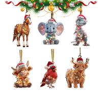 Christmas Tree - 0.3 9 inches Animal Ornament for Decor, Acrylic Figure with Print, Festive Double-Sided Design, Easy Feature, Holiday Decor Tool, Ornament Display Accessory for Living Room