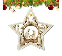 Christmas Tree Acrylic Ornament | Birth Of Jesus 2D Flat Hangable Nativity For Mantel Windowsill Door Wall Living Room Balcony Garden Cafe