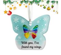 Christmas Tree Acrylic Ornaments | 2D Butterfly-Themed Keepsake with Lanyard | Acrylic Pendant Decorations | for Living Room, Garden, Mantel, Door, Wall, Party Décor