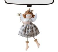 Christmas Tree Angel Girl Ornament, Plush Angel Doll Decoration, Seasonal Hanging Keepsake Lanyard, Perfect for Door, Window Sill, Farmhouse, Restaurant, Holiday Display, 10x17cm Red Red Gray White