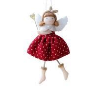 Christmas Tree Angel Girl Ornament, Plush Hanging Decor with Lanyard for Window Door Display, Cloth Cute Keepsake Doll for Farmhouse Restaurant, Holiday Accent Gift, 10x17cm