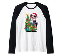 Christmas Tree Australian Shepherd Sunglasses Aussie Dog Manche Raglan