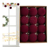 Christmas Tree Baubles - Elegant Holiday Baubles for Tree | Velvet Finish with Lightweight Core, 12 Piece Hanging Set, Trees Pendant Decoration for Winter Event Wedding Display