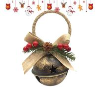 Christmas Tree Bells Rustic Metal Pendant with Pine Cone Bow Berries