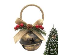 Christmas Tree Bells - Rustic Metal Pendant with Pine Cone Bow Berries