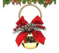 Christmas Tree Bells - Rustic Metal Pendant with Pine Cone Bow Berries