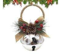 Christmas Tree Bells - Rustic Metal Pendant with Pine Cone Bow Berries