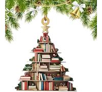Christmas Tree Book Ornament - Pendentif de Noël en acrylique 2D pour les amateurs de livres | Décoration de maison multifonctionnelle pour les fêtes jardin terrasse intérieure seuils