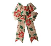 Christmas Tree Bow - Polyester 21x32 cm DIY Rustic | Decorative Bows with Burlap Splicing, Tree Decorations, Home Holiday Decor, Indoor Outdoor | Kitchen,Living Room