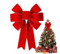 Christmas Tree Bows - Large Warmth Smooth Ribbon, Glitter Gold Edge Design, Luxurious Decorative Accent, for Tree Wreath Door Fireplace Garden Patio, Holiday Decoration Set, Classic Red Gold