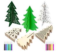 Christmas Tree Craft - Wood, Silhouette Decor DIY Unfinished Design | 3D Layered Style Festive Holiday Craft Set, Tabletop Ornament Set for Kitchen, Workplace, Mantle, Bookshelf, Home Decor