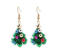 Christmas Tree Dangle Earrings Star Ear Drop Stud Red Green Beads Charm Cute Ornament Dangling Earrings Christmas Dangle Star Spiral Xmas Tree Earring Gifts
