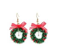 Christmas Tree Dangle Earrings Star Ear Drop Stud Red Green Beads Charm Cute Ornament Dangling Earrings Christmas Dangle Star Spiral Xmas Tree Earring Gifts