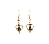 Christmas Tree Dangle Earrings Star Ear Drop Stud Red Green Beads Charm Cute Ornament Dangling Earrings Christmas Dangle Star Spiral Xmas Tree Earring Gifts