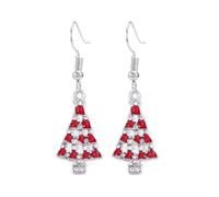 Christmas Tree Dangle Earrings Star Ear Drop Stud Red Green Beads Charm Cute Ornament Dangling Earrings Christmas Dangle Star Spiral Xmas Tree Earring Gifts