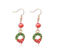 Christmas Tree Dangle Earrings Star Ear Drop Stud Red Green Beads Charm Cute Ornament Dangling Earrings Christmas Dangle Star Spiral Xmas Tree Earring Gifts