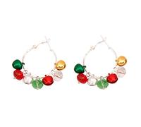 Christmas Tree Dangle Earrings Star Ear Drop Stud Red Green Beads Charm Cute Ornament Dangling Earrings Christmas Dangle Star Spiral Xmas Tree Earring Gifts
