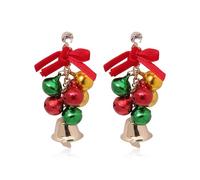 Christmas Tree Dangle Earrings Star Ear Drop Stud Red Green Beads Charm Cute Ornament Dangling Earrings Christmas Dangle Star Spiral Xmas Tree Earring Gifts