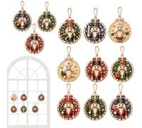 Christmas Tree Decor 12 Pieces DIY Ornaments Pearl Gem Painting Art Pendant | Tree Ornaments for Party Window Wall Mantel