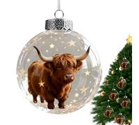 Christmas Tree Decorations - Acrylic Clear Ornament, Festive Hanging Pendant | 7x7cm Transparent Cow Charm with Glossy Finish, Holiday Wildlife Accessory for Adult Women Kid Girl Winter Cosplay Outfit