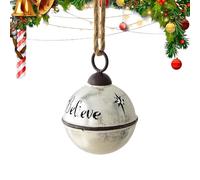 Christmas Tree Decorations - Large Bell Charm, 17 x 12 cm Vintage Handmade Metal Jingle Bell with Hanging Rope | Shiny Christmas Metal Decoration for Tree, Wreath, Door, Wall and Outdoor Holiday