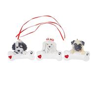 Christmas Tree Dog Composite Pendant | 3PCS DIY Cute Puppy Ornaments with Cord for Xmas Decor/Gifts | Robust Handmade Craft (Combinaison 1)