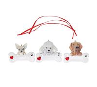 Christmas Tree Dog Composite Pendant | 3PCS DIY Cute Puppy Ornaments with Cord for Xmas Decor/Gifts | Robust Handmade Craft (Combinaison Trois)