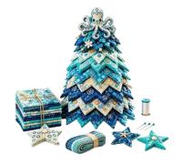 Christmas Tree - Dolphin Octopus Fabric Kit, DIY Sewing | Desktop Tree Decor, DIY Quilt Project | Handmade Holiday Ornament for Mantel Shelf Home Studio Crafting