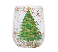 Christmas Tree Glass Cups | Double Wall Heat Resistant Mug | Transparent Christmas Coffee Mug | Glass Cups For Drinks | Christmas Drinking Glasses | Festive Fun For Refrigerating Or Freezing Drink