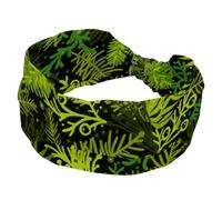 Christmas Tree Green Bandeau large pour femme - Turban doux - Antidérapants - Élastique - Pour le yoga et l'entraînement - Bandana croisé