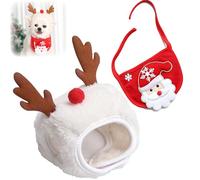 Christmas Tree Hat for Dogs - Cute Pet Christmas Tree Pom-Pom Hat with Soft, Adjustable Fit - Perfect for Holiday Photos, Christmas Parties, and Festive Pet Outfits - Ideal for Small Dogs. (White,L)