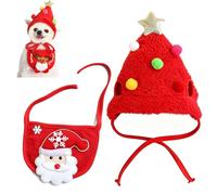 Christmas Tree Hat for Dogs - Cute Pet Christmas Tree Pom-Pom Hat with Soft, Adjustable Fit - Perfect for Holiday Photos, Christmas Parties, and Festive Pet Outfits - Ideal for Small Dogs. (Red,S)