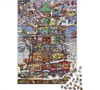 Christmas Tree House 1000 Piece Adult Jigsaws Whimsical Winter Treehouse Educational Games Suitable for Decompression 70x50cm 1000pcs