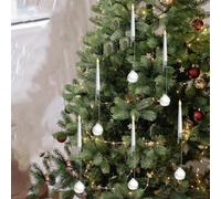 Christmas Tree Led Candles With Clear Crystal Ball Hook,Flameless Flickering Candle Lights,With Remote Control,For Holiday, Home & Party Decor (D)