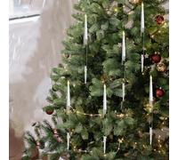 Christmas Tree Led Candles With Clear Crystal Ball Hook,Flameless Flickering Candle Lights,With Remote Control,For Holiday, Home & Party Decor (F)