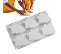 Christmas Tree Mold - 6-Cavity Silicone Cake Pan, Holiday Candy Tool, Durable Kitchen Pastry Moulds | Multipurpose Mousse Mould for Fondant Chocolate Cookie Mousse Resin Candle Baking Uses