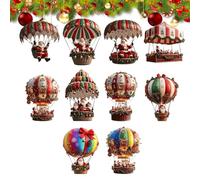 Christmas Tree Ornament,10 Pieces Festive 2D Acrylic Holiday Decoration - 8x4x0.3cm Joyful Santa Hot Air Balloon Ornament | Time-Savingfor Window Bedroom Living Room Wall Home Garden Dorm