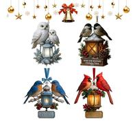 Christmas Tree Ornaments - 2D Acrylic Lantern Hanging Set, Festive Bird Holiday Decor, Enhances Winter Celebration for Mantle Farmhouse Fireplace Door, Decorative Ornament Set, 3.15 inches