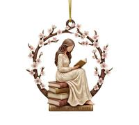 Christmas Tree Ornaments - 2D Acrylic Seasonal Decoration, 2.95in Bookworm Ornaments with Bright Colors, Acrylic Material with Lightweight Design, Holiday Accessory for Stair Bedside Car Interior