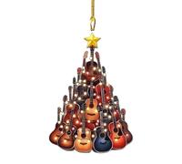 Christmas Tree Ornaments, 2D Guitar Decorative Charm for Home, Auto, Or Holiday Display, Festive Rearview Mirror Ornaments for Bedroom, Kitchen, Office, Mantel, Balcony, Window, Door, Truck