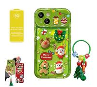 Christmas Tree Pendant Flip Mirror Case Cover for iPhone 17/16/15/14/13/12/11 Pro Max, Festive Protective Phone Case with Built-in Mirror and 3D Christmas Tree Charm (for iphone 16 promax,Green)