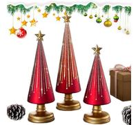 Christmas Tree Resin Night Lights - Set Of 3 Starry Holiday Decorations | LED Tabletop Lights For Bedroom, Living Room, Office, Dormitory, Apartment, Classroom, Car, Holiday Party, And Festive Display