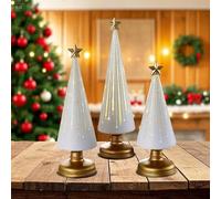 Christmas Tree Resin Night Lights - Set Of 3 Starry Holiday Decorations | LED Tabletop Lights For Bedroom, Living Room, Office, Dormitory, Apartment, Classroom, Car, Holiday Party, And Festive Display