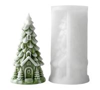Christmas Tree Silicone Mold - 3D Forest House | Candle Soap Craft | Non-Stick Reusable, Easy Release, Detailed Tree & Cabin Shapes, For Wax, Clay, Fondant, Gypsum, DIY Holiday Gift, Party Decor