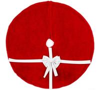 Christmas Tree Skirt 120cm With Bow Red Green White Felt | Polyester Fabric, 120cm Diameter, Festive Bow Design, pour ideal For Holiday Parties And Home Decor