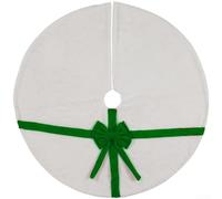 Christmas Tree Skirt 120cm With Bow Red Green White Felt | Polyester Fabric, 120cm Diameter, Festive Bow Design, pour ideal For Holiday Parties And Home Decor