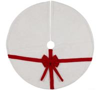 Christmas Tree Skirt 120cm With Bow Red Green White Felt | Polyester Fabric, 120cm Diameter, Festive Bow Design, pour ideal For Holiday Parties And Home Decor