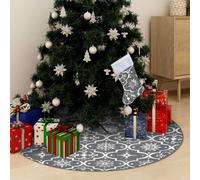 Jupe de sapin de Noël de luxe avec chaussette Gris 150 cm Tissu