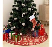 Jupe de sapin de Noël de luxe avec chaussette Rouge 150cm Tissu