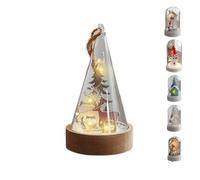 Christmas Tree,Snowy Scene in Nostalgic Bottle with Cork,Handmade Miniature Scenes with LED Lights Reindeer Snowy Scene in Vintage Bottle Unique Christmas Festive Gift (D)